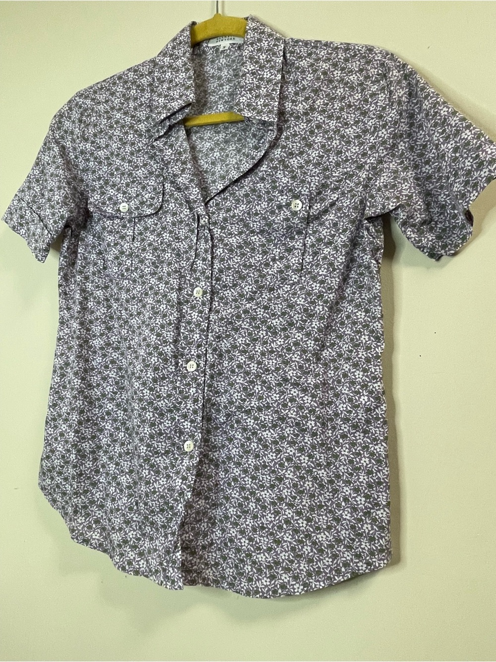 Barneys New York Made in Italy Purple Floral 100% Cotton Button Down Shirt S